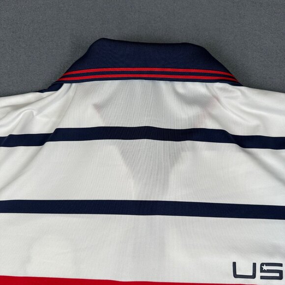 Ralph Lauren RLX Mens L White Stripe Ryder Cup USA 2016 Logo Golf Polo Shirt - Picture 12 of 12